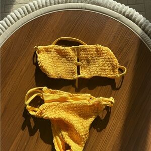 Yellow Smocked Bikini Set